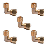 LTWFITTING 5/8-Inch OD x 1/2-Inch Male NPT 90 Degree Compression Elbow,Brass Compression Fitting(Pack of 5)