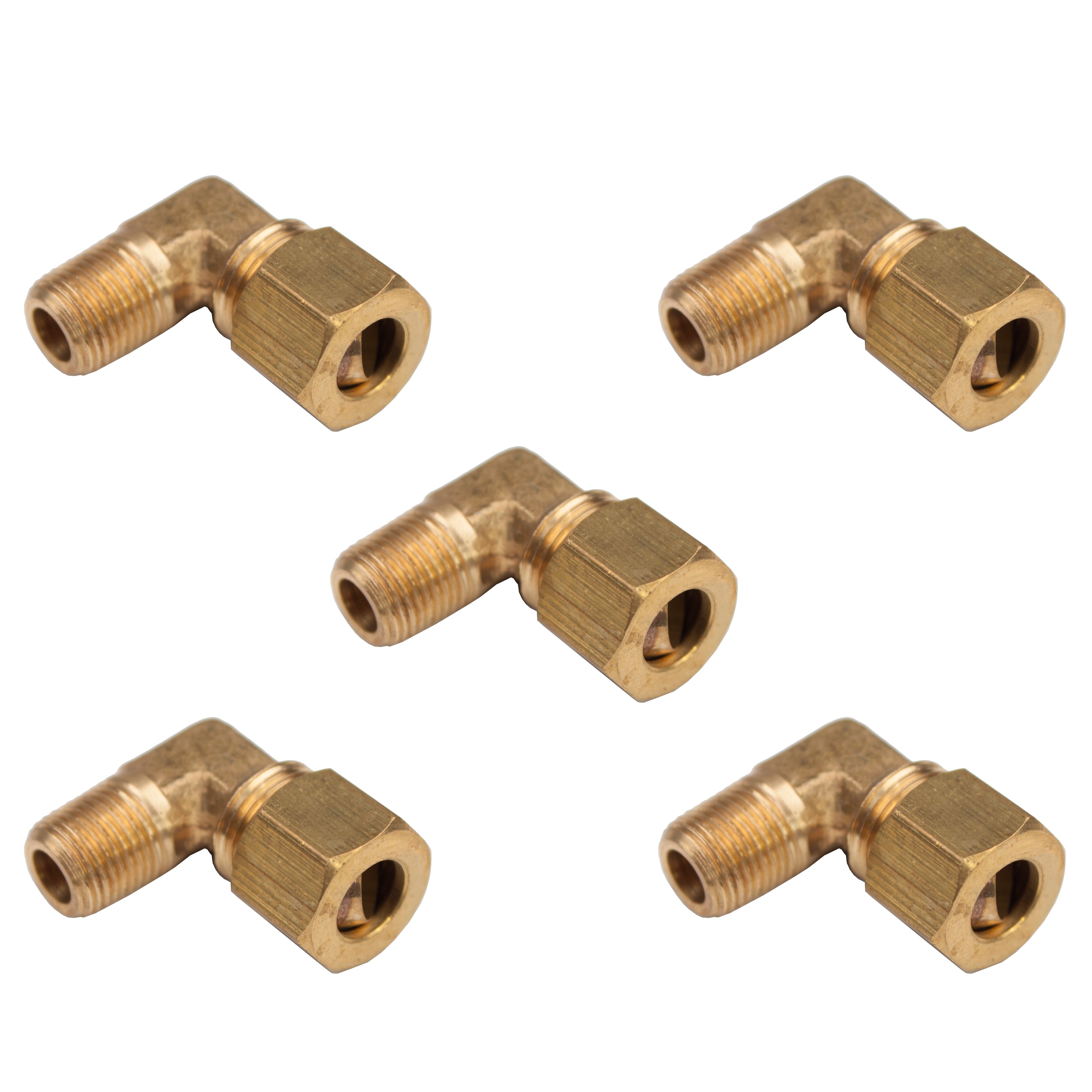 LTWFITTING Brass 3/8-Inch OD x 3/8-Inch Male NPT Compression Connector  Fitting(Pack of 5)