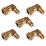 LTWFITTING 3/8-Inch OD x 1/4-Inch Male NPT 90 Degree Compression Elbow,Brass Compression Fitting(Pack of 5)