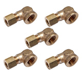 LTWFITTING 1/4-Inch OD x 1/4-Inch Female NPT 90 Degree Compression Elbow,Brass Compression Fitting(Pack of 5)
