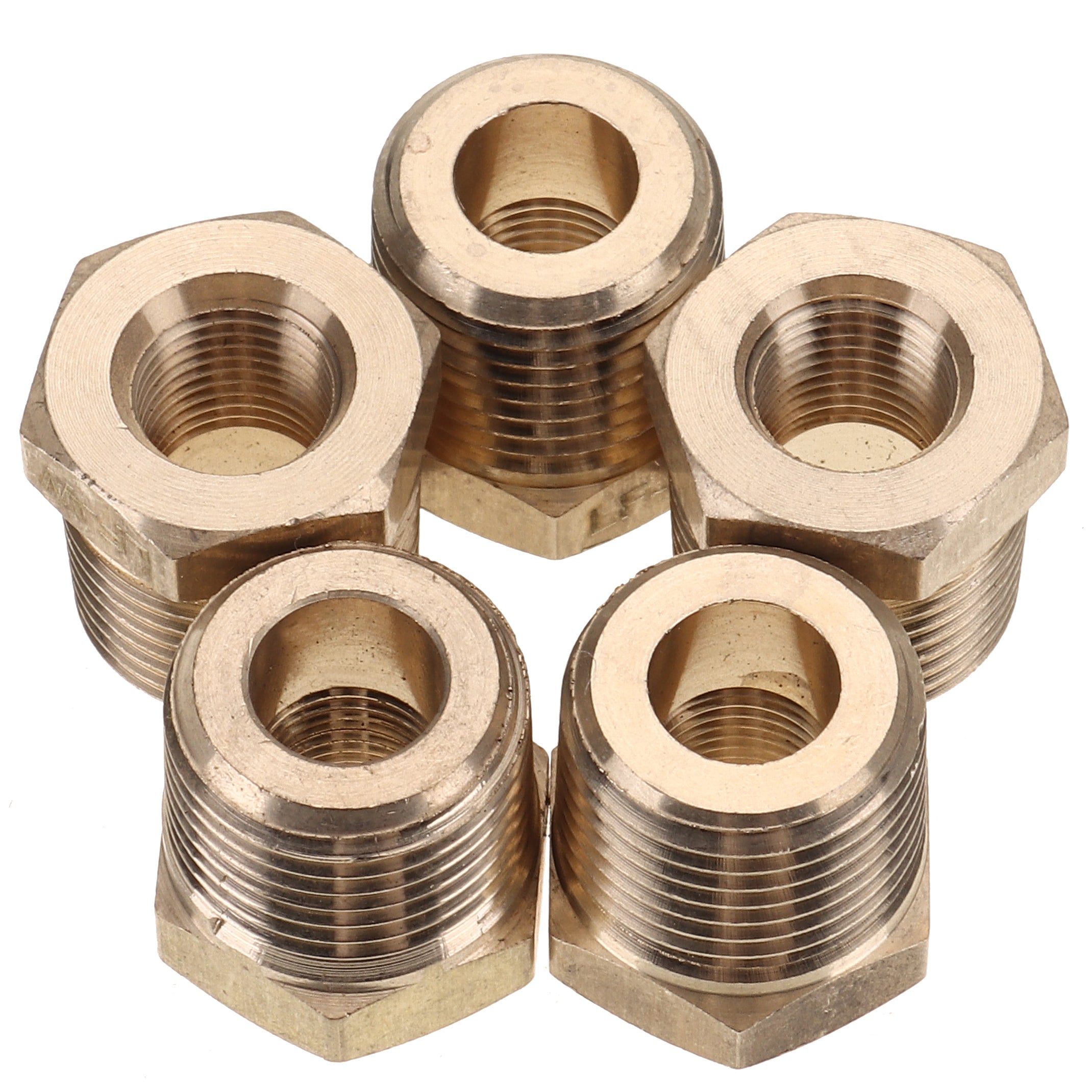 LTWFITTING Lead Free Brass Hex Pipe Bushing Reducer Fittings 3/8 Inch Male x 1/8 Inch Female NPT (Pack of 5)