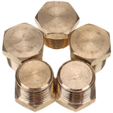 LTWFITTING Lead Free Brass Pipe Hex Head Solid Plug Fittings 1/2 Inch Male NPT (Pack of 5)