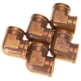 LTWFITTING Lead Free Brass Pipe Fitting 90 Deg 1/2 Inch Female NPT Elbow Air Fuel Water(Pack of 5)