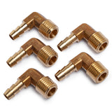 LTWFITTING Lead Free 90 Deg Elbow Brass Barb Fitting 1/4-Inch Hose Barb x 1/4-Inch Male NPT Thread Fuel Boat (Pack of 5)