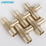 LTWFITTING Lead Free Brass PEX Crimp Fitting 1-Inch x 1-Inch x 1-Inch PEX Tee (Pack of 5)