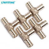 LTWFITTING Lead Free Brass PEX Crimp Fitting 1/2-Inch x 1/2-Inch x 1/2-Inch PEX Tee (Pack of 5)