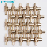 LTWFITTING Lead Free Brass PEX Crimp Fitting 1/2-Inch x 1/2-Inch x 3/4-Inch PEX Reducing Tee (Pack of 25)