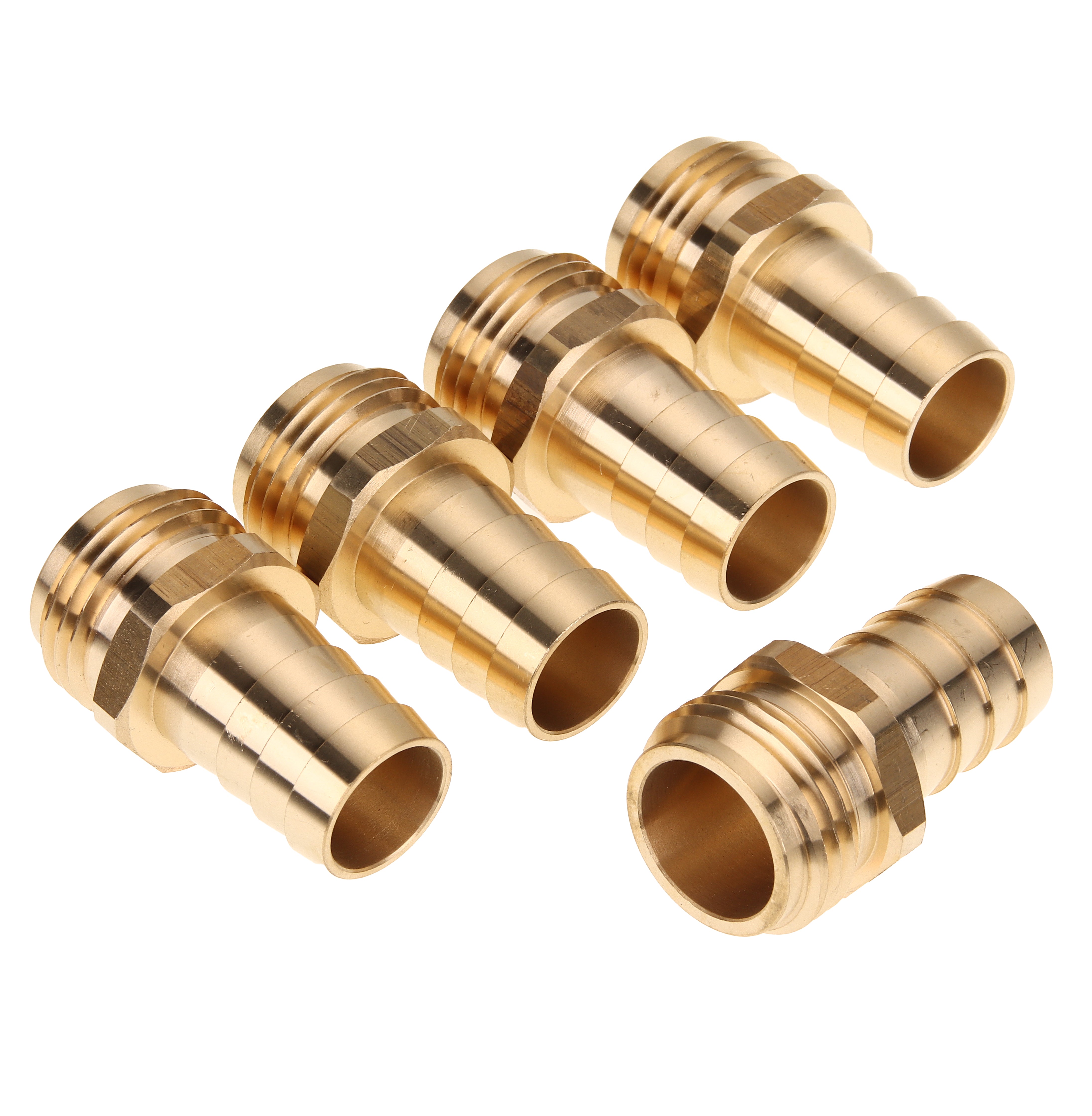 LTWFITTING Brass 3/4 Inch Barb x 3/4 Inch MHT Hose Repair/Connector,Garden Hose Fitting(Pack of 5)