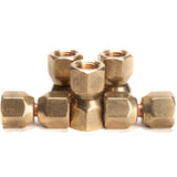 LTWFITTING Brass 1/4 Inch OD Flare Forged Swivel Nut Union,Brass Flare Tube Fitting(Pack of 5)
