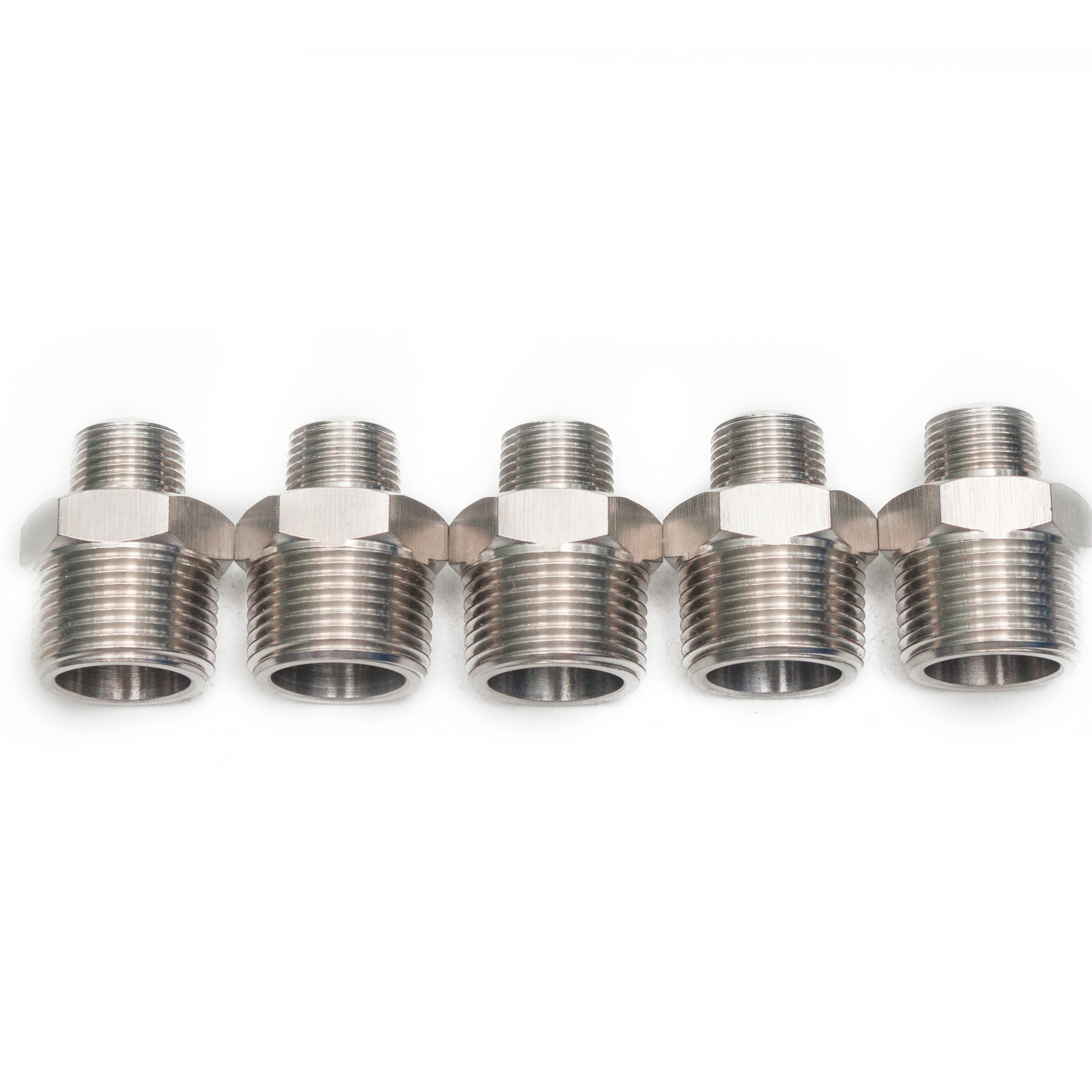 LTWFITTING Bar Production Stainless Steel 316 Pipe Hex Reducing Nipple Fitting 3/4 Inch x 3/8 Inch Male NPT Water Boat (Pack of 5)