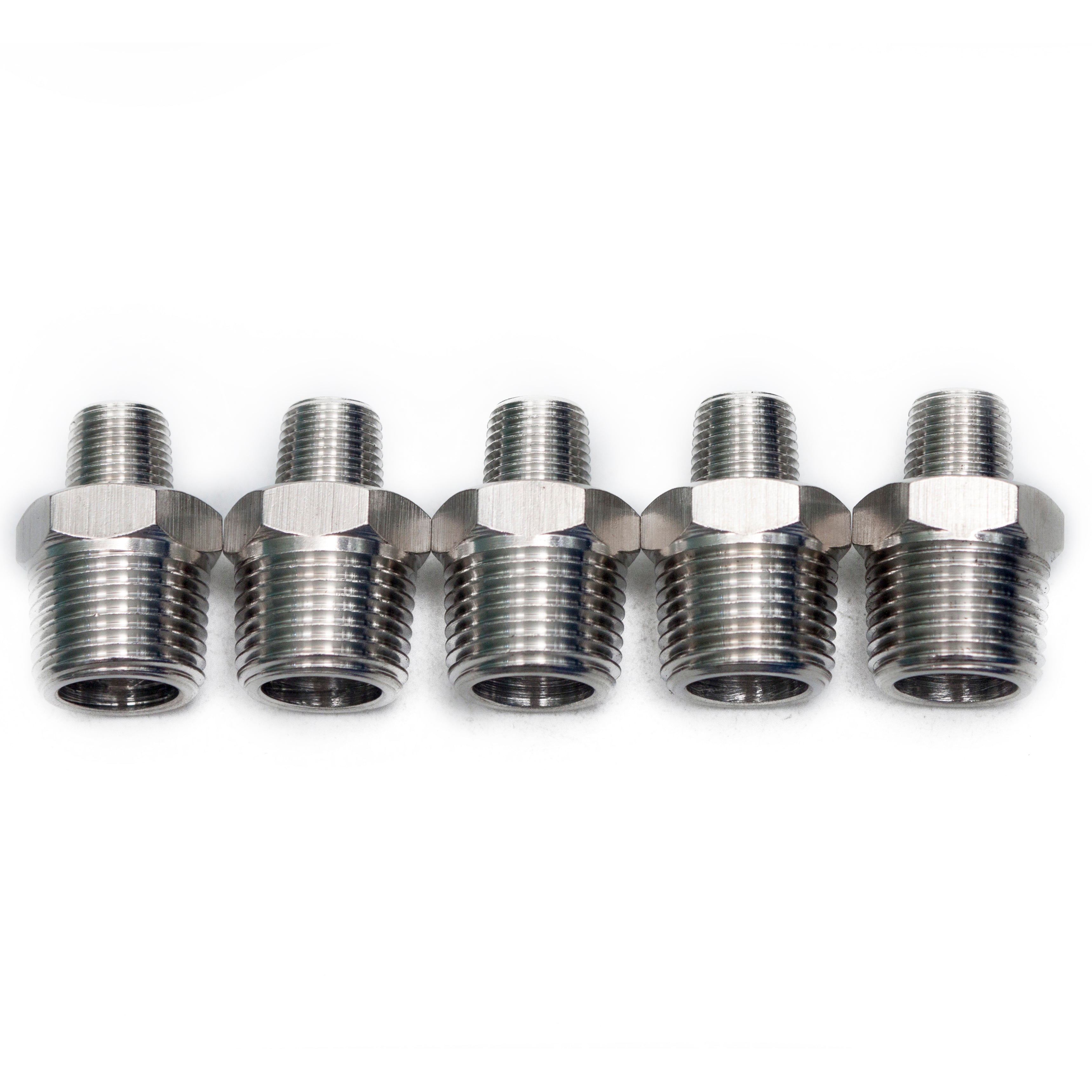 LTWFITTING Bar Production Stainless Steel 316 Pipe Hex Reducing Nipple Fitting 3/8 Inch x 1/8 Inch Male NPT Water Boat (Pack of 5)