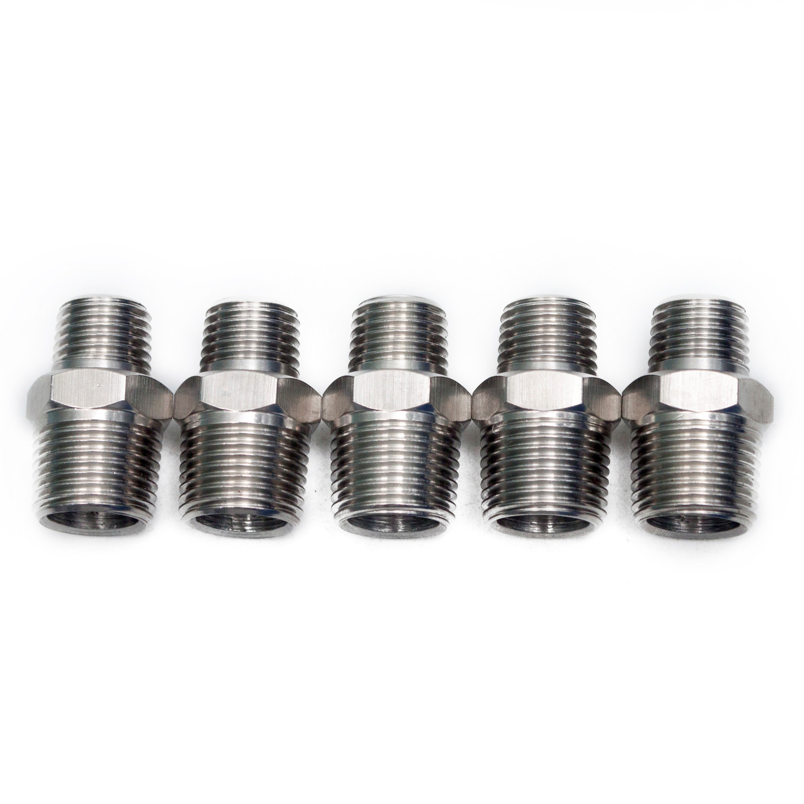 LTWFITTING Bar Production Stainless Steel 316 Pipe Hex Reducing Nipple Fitting 3/8 Inch x 1/4 Inch Male NPT Water Boat (Pack of 5)