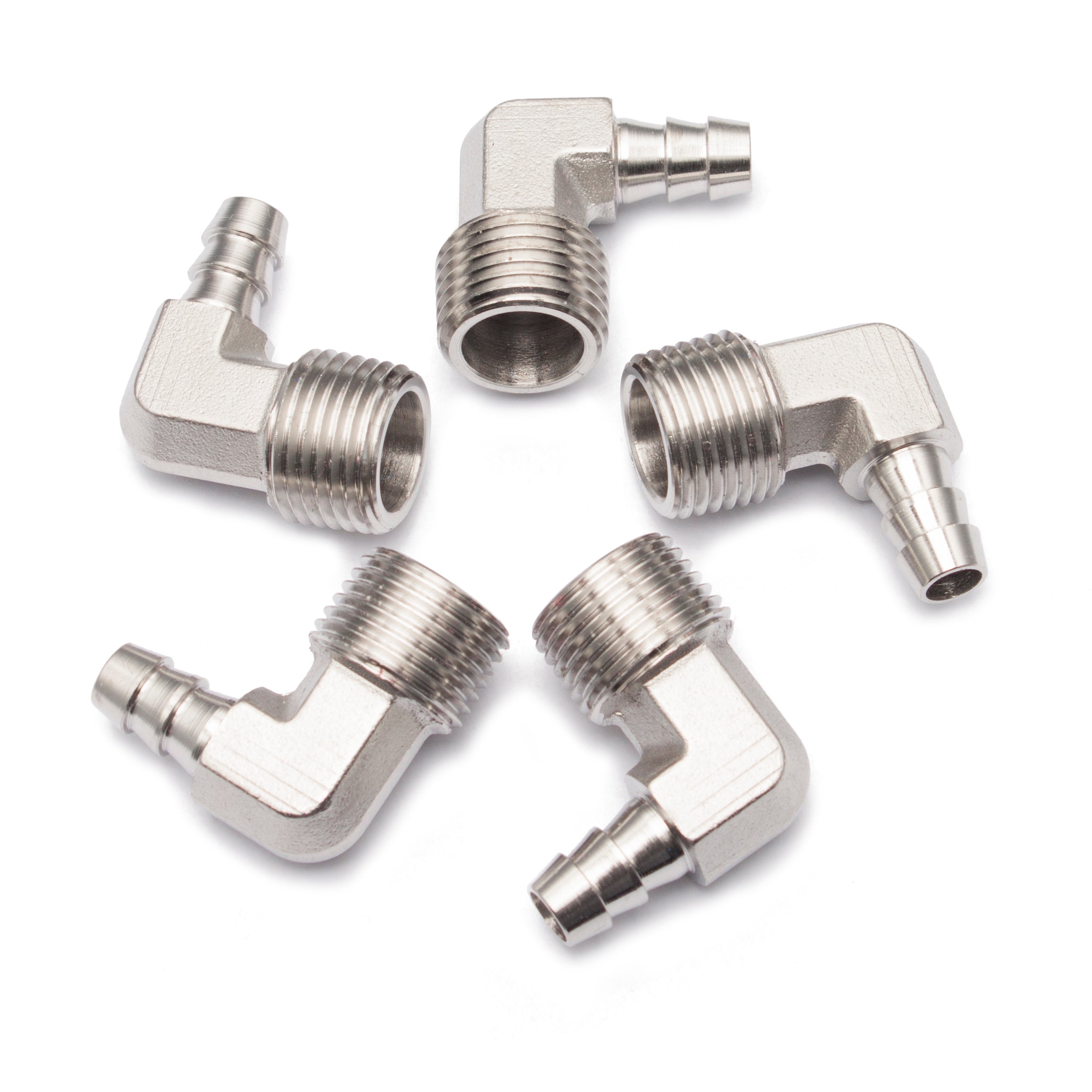 LTWFITTING 90 Degree Elbow Stainless Steel 316 Barb Fitting 3/8 Inch Hose Barb x 1/2 Inch Male NPT Air Gas (Pack of 5)