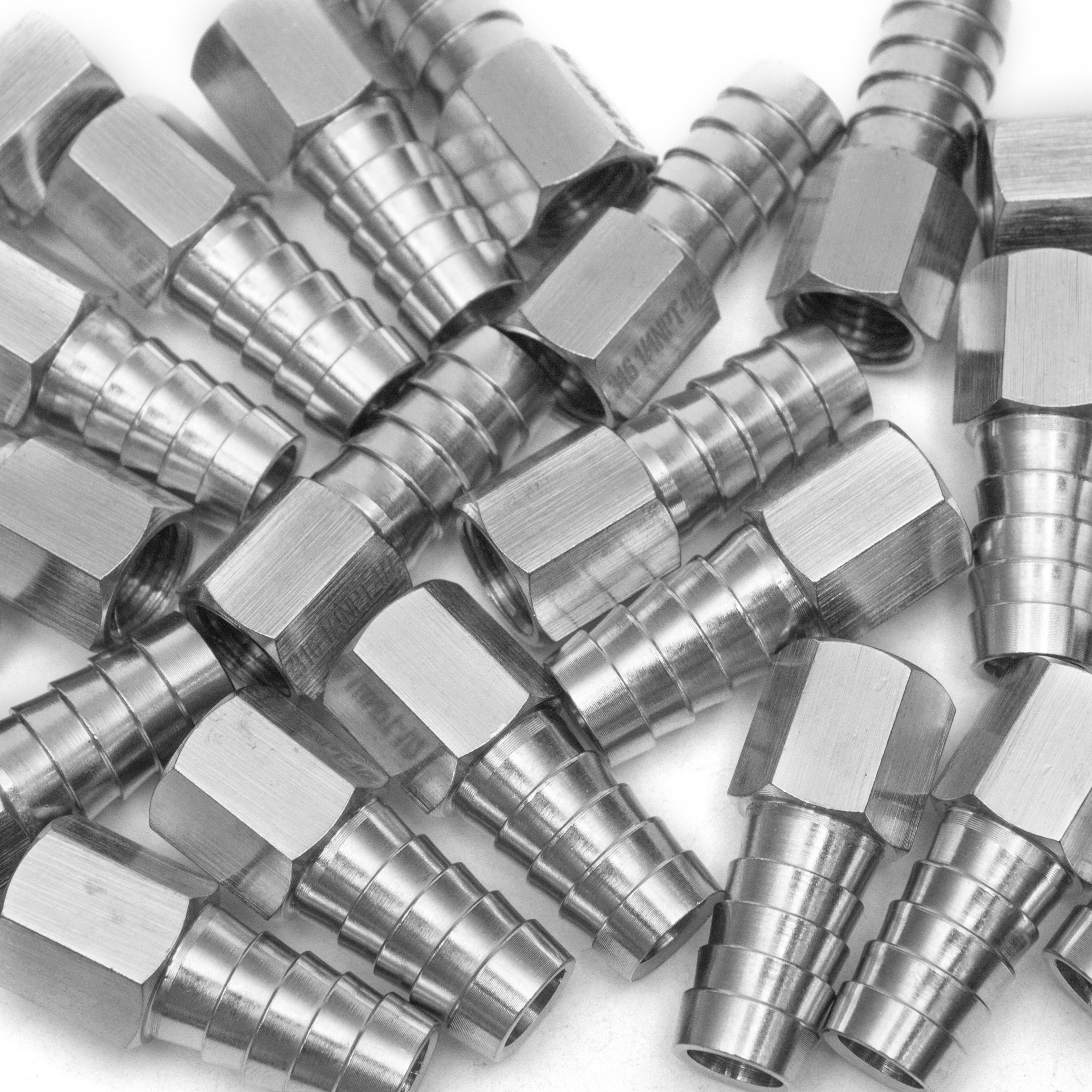 LTWFITTING Bar Production Stainless Steel 316 Barb Fitting Coupler 1/2 Inch Hose ID x 1/4 Inch Female NPT Air Fuel Water (Pack of 400)