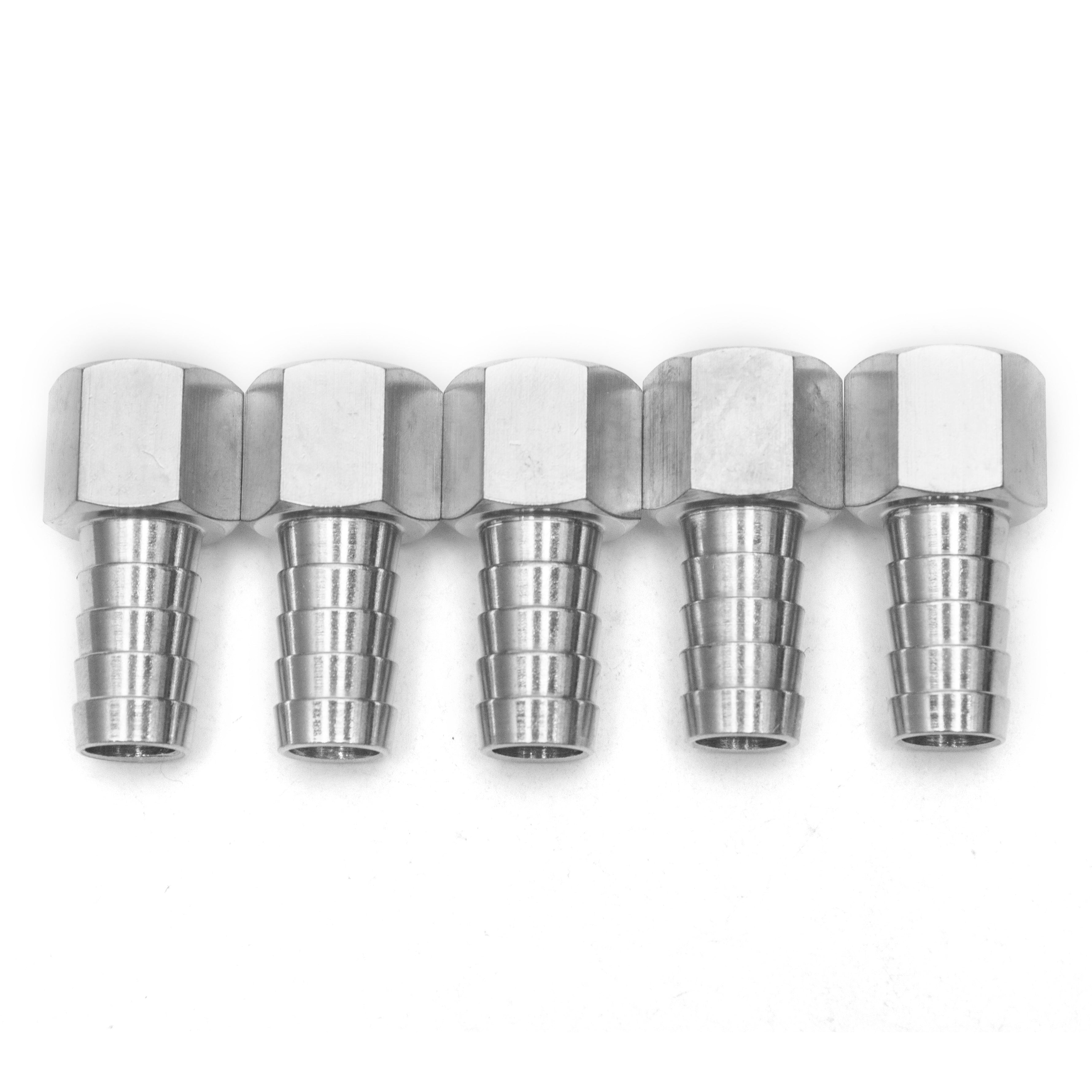 LTWFITTING Bar Production Stainless Steel 316 Barb Fitting Coupler 1/2 Inch Hose ID x 3/8 Inch Female NPT Air Fuel Water (Pack of 5)