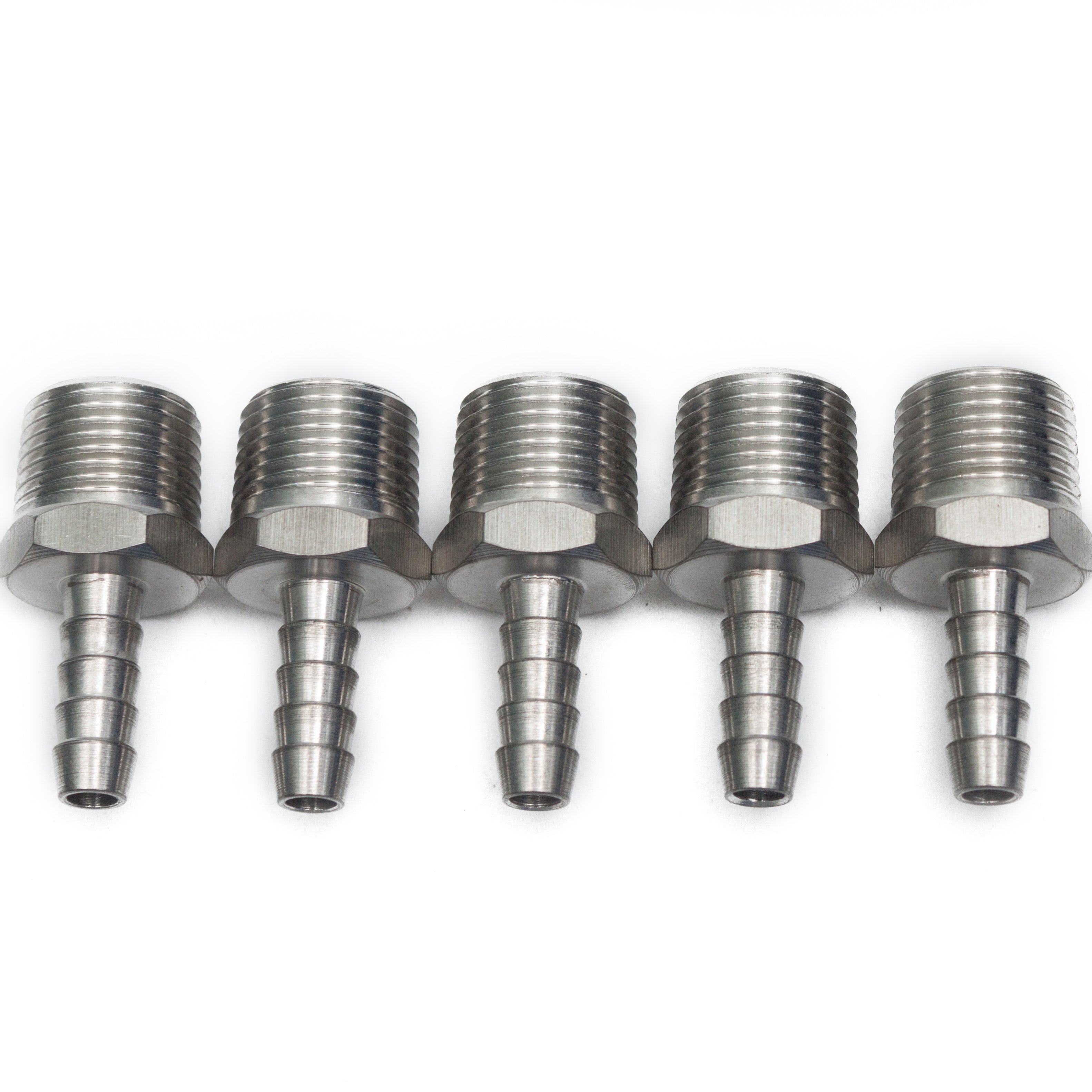 LTWFITTING Bar Production Stainless Steel 316 Barb Fitting Coupler/Connector 1/4 Inch Hose ID x 3/8 Inch Male NPT Air Fuel Water(Pack of 5)