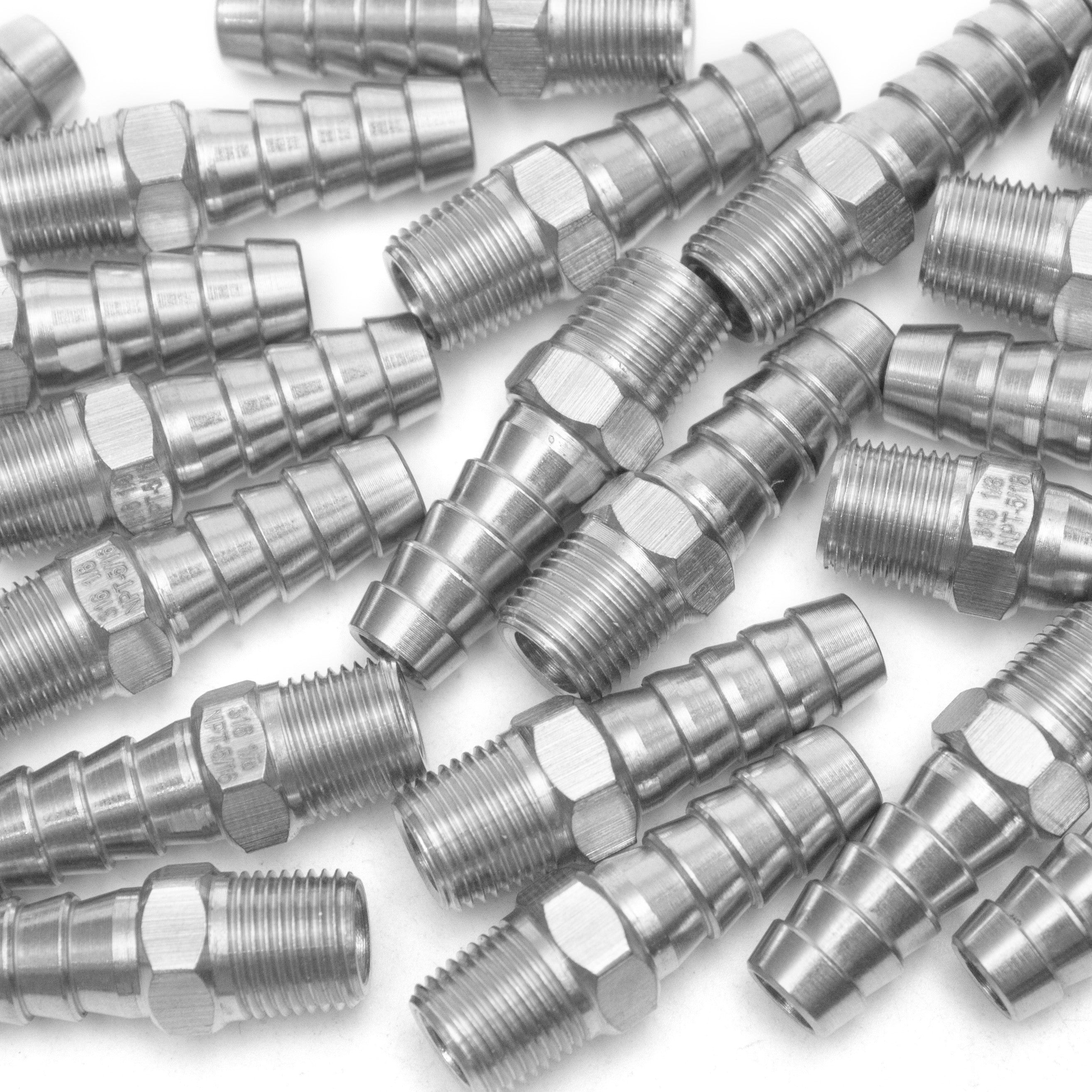 LTWFITTING Bar Production Stainless Steel 316 Barb Fitting Coupler/Connector 5/16 Inch Hose ID x 1/8 Inch Male NPT Air Fuel Water (Pack of 1000)