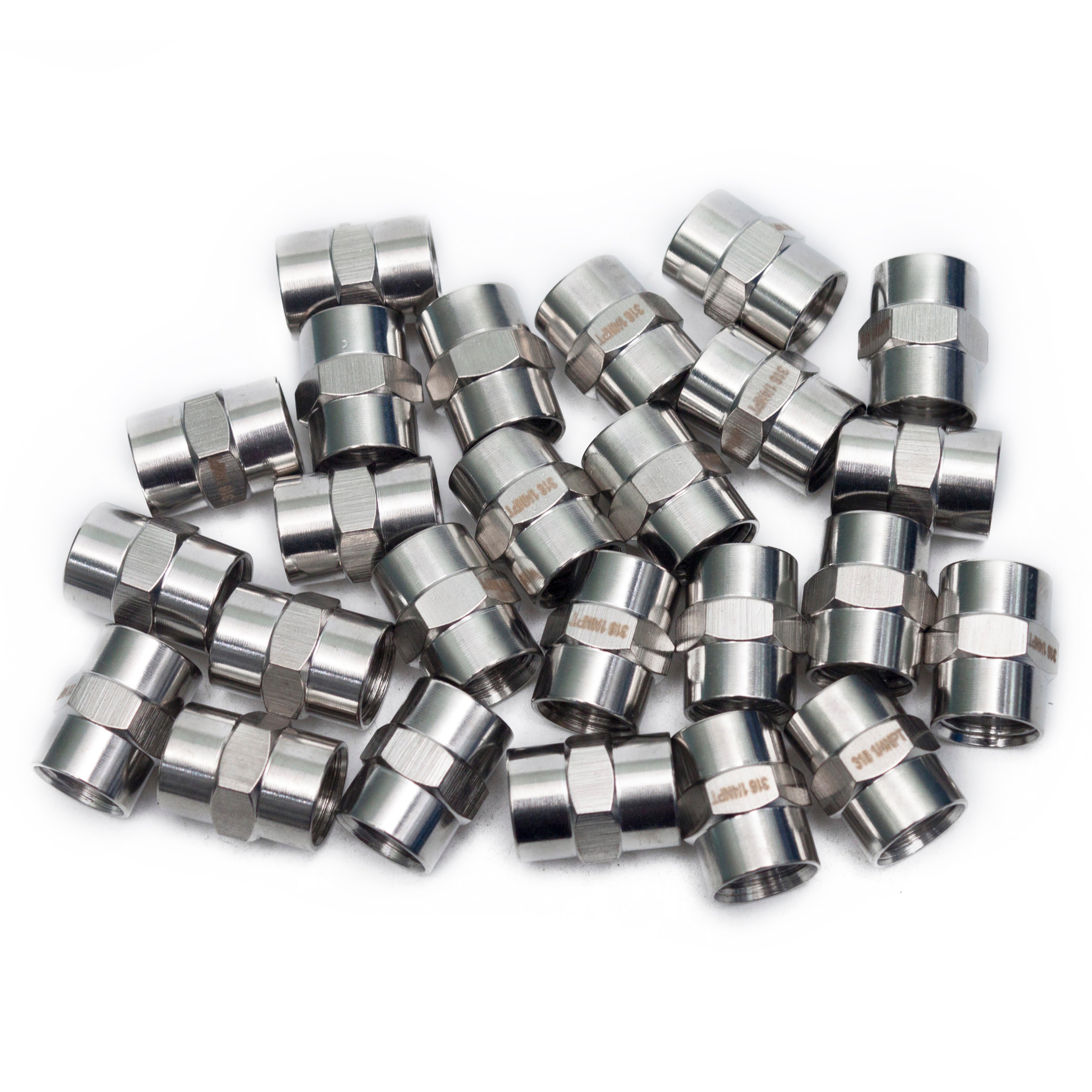 LTWFITTING Bar Production Stainless Steel 316 Pipe Fitting 1/4 Inch Female NPT Coupling Water Boat (Pack of 25)